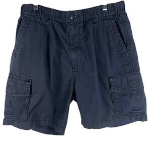 Tommy Bahama Relax Mens Cargo Shorts M Navy Blue Elastic Waist Cotton